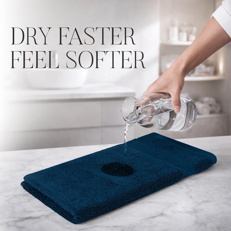 RIVERSIDE 12-Pack Premium 100% Cotton Blue Opal Face Towels for Bathroom [12x12] - Reusable Luxury Face Wash Cloths for Showering - 550 GSM Super Soft & Absorbent Washcloths for Body, Spa & Gym
