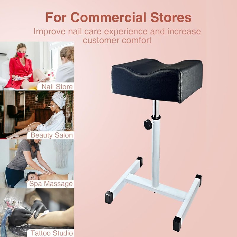 Height Adjustable Pedicure Foot Rest - Non-Slip Stool for Home & Office | Black