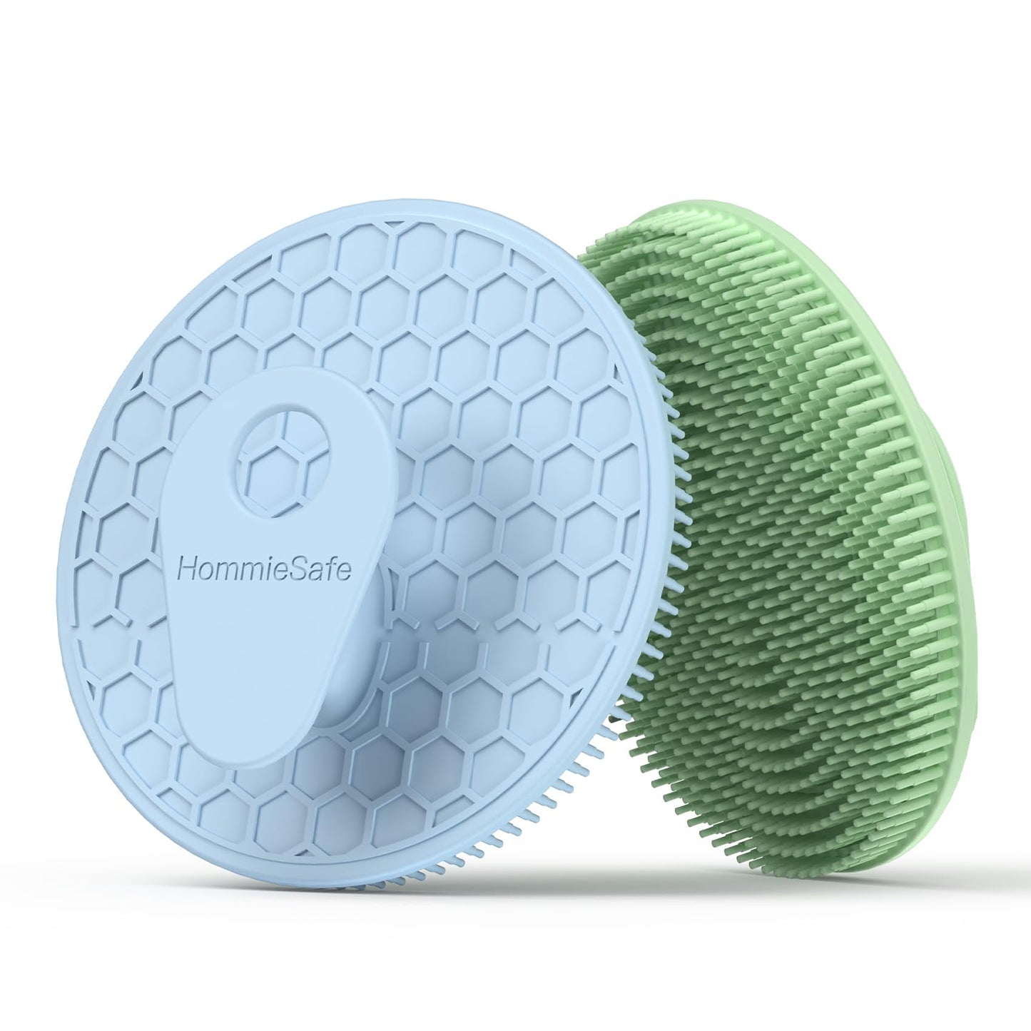 Soft Silicone Shower Brush Body Wash Bath Exfoliating Skin Massage Scrubber, Dry Skin Brushing Glove Loofah, Fit for Sensitive and All Kinds of Skin(Mint+Blue)
