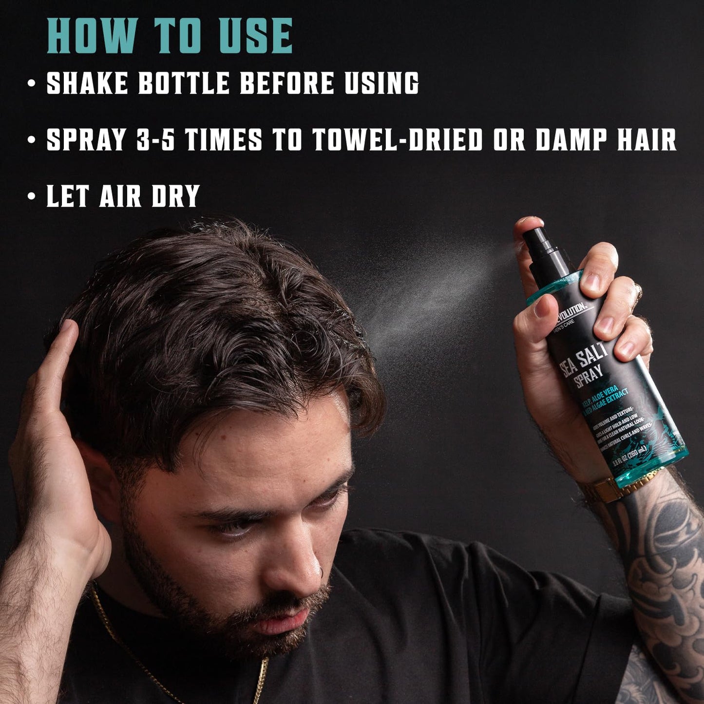 Viking Revolution Sea Salt Spray - Texturizing Hair Spray with Kelp & Aloe Vera - 8.8oz for Beachy Waves