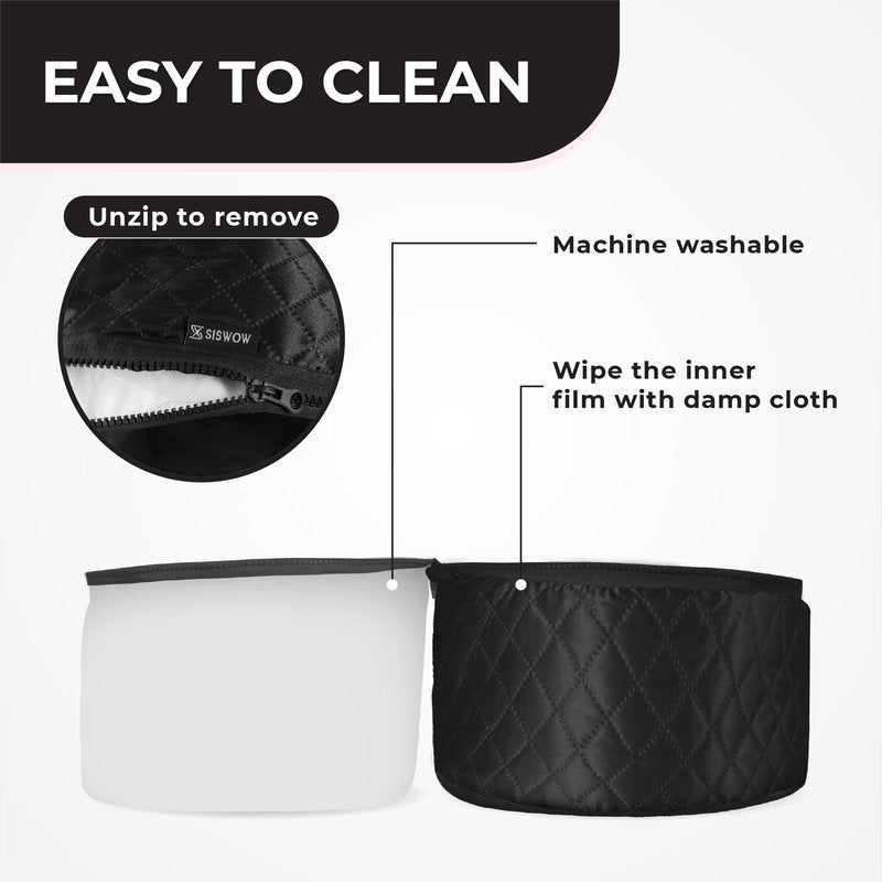 SISWOW Hair Steamer for Natural Hair - Home Use Heat Cap for Deep Conditioning, Thermal Steam Cap - Black, 10-Level Temperature, Overheat Protection, Portable