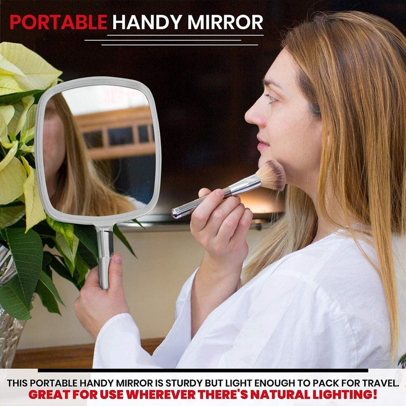 Large Hand Held Mirror - Comfy Silver Salon Model | 5-Pack