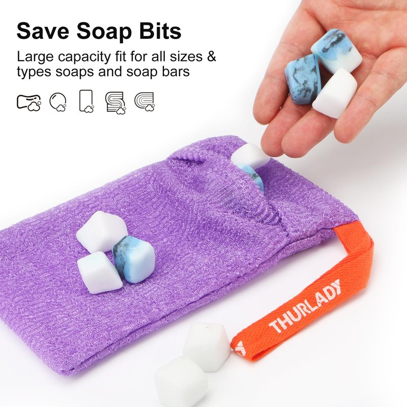 African Net Sponge, Exfoliating Body Scrubber for Cleansing & Gentle Exfoliation, Stretchable Bath Sponge for Hard-to-Reach Areas, African Body Care Daily Use Shower Essentials, with 1 Soap Saver Bag