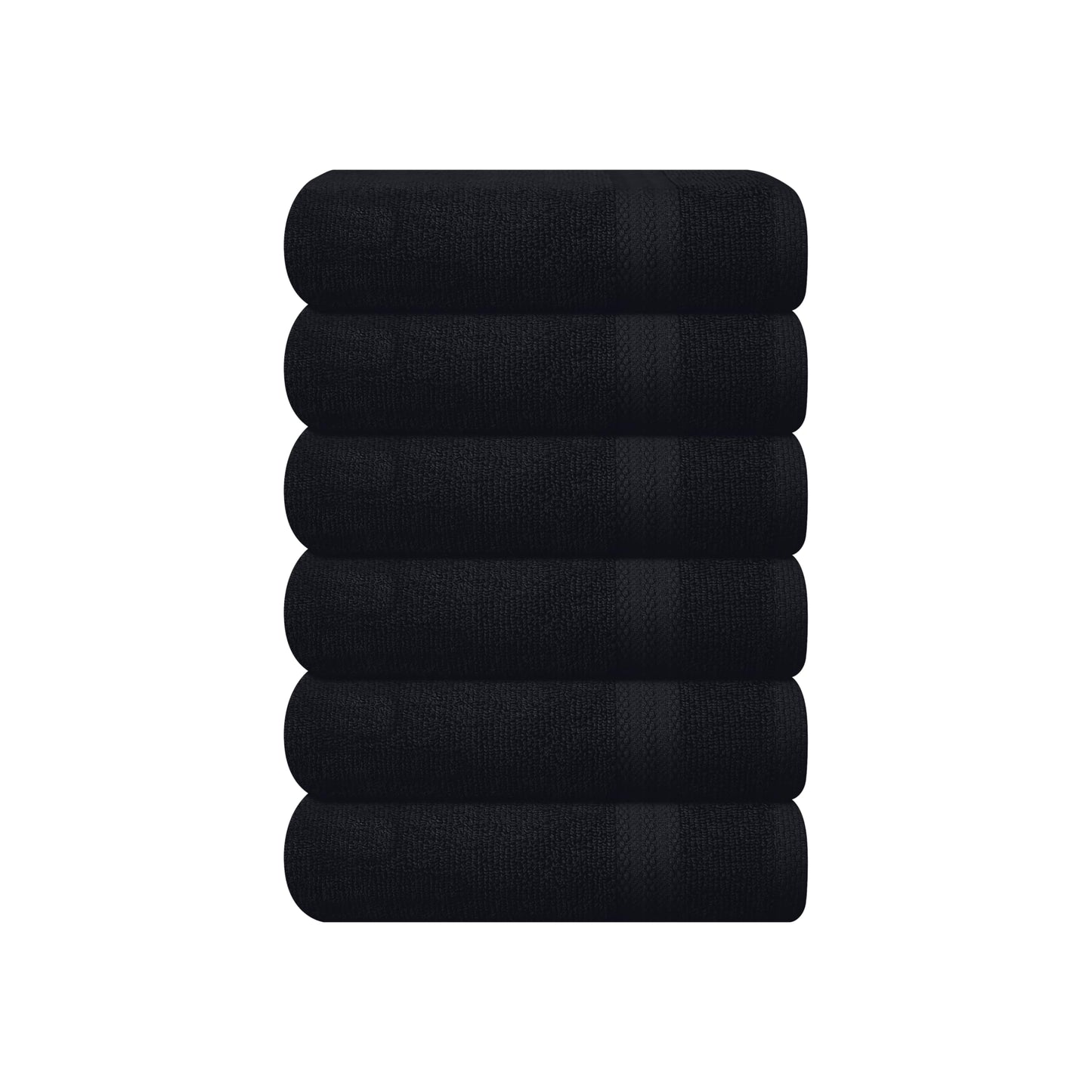 GLAMBURG Ultra Soft 6-Piece Hand Towel Set 16x28-100% Ringspun Cotton - Durable & Highly Absorbent Hand Towels - Ideal for use in Bathroom, Kitchen, Gym, Spa & General Cleaning - Black