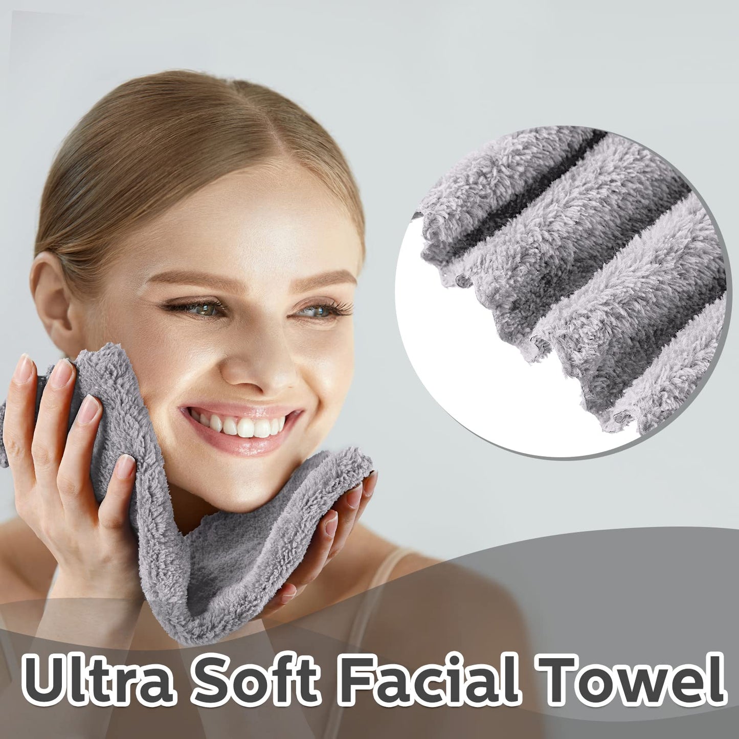 Newwiee 100 Pack Washcloths Bulk, Ultra Soft Wash Cloths 12 x 12 Inch Quick Dry Absorbent Microfiber Face Towel,Reusable Facial Fingertip Cloth for Spa Baby Shower & Craft(Grey)