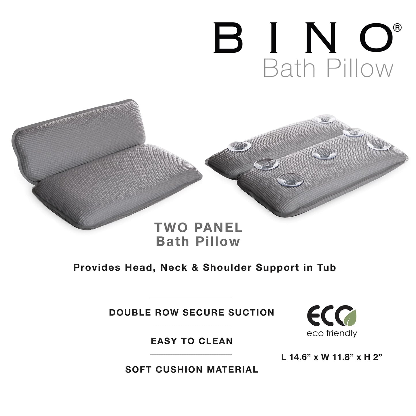 BINO | Non-Slip Cushioned Bath Pillow with Suction Cups, Mint Green | Spa Pillow Bath Pillows for Tub | Neck and Back Support | Bathtub Pillows | Tub Rest Accessories