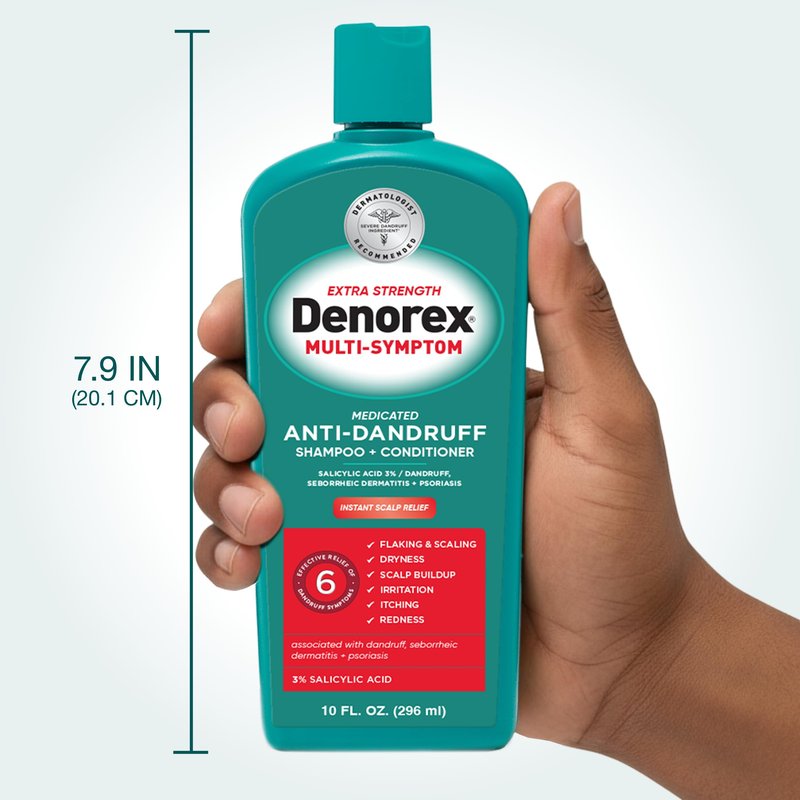 Denorex Extra Strength Multi-Symptom Anti Dandruff Shampoo & Conditioner Treatment, 3% Salicylic Acid Helps Relieve Moderate Symptoms of Dandruff, Seborrheic Dermatitis & Psoriasis, 10oz
