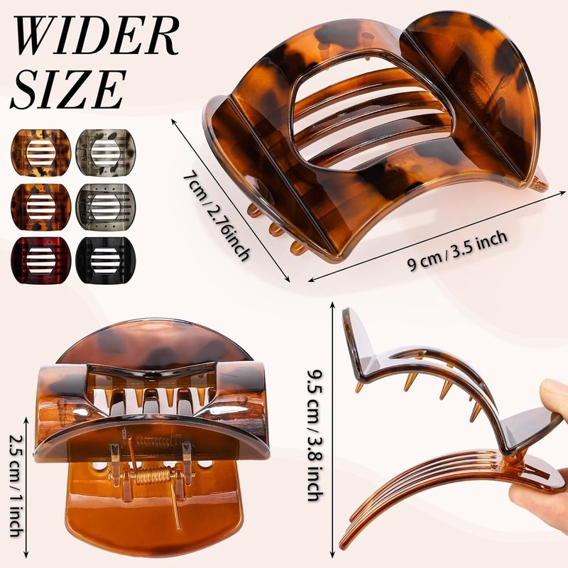 Obeoby Flat Hair Clips - 6 PCS Medium Tortoiseshell French Claw Barrettes for Women & Girls