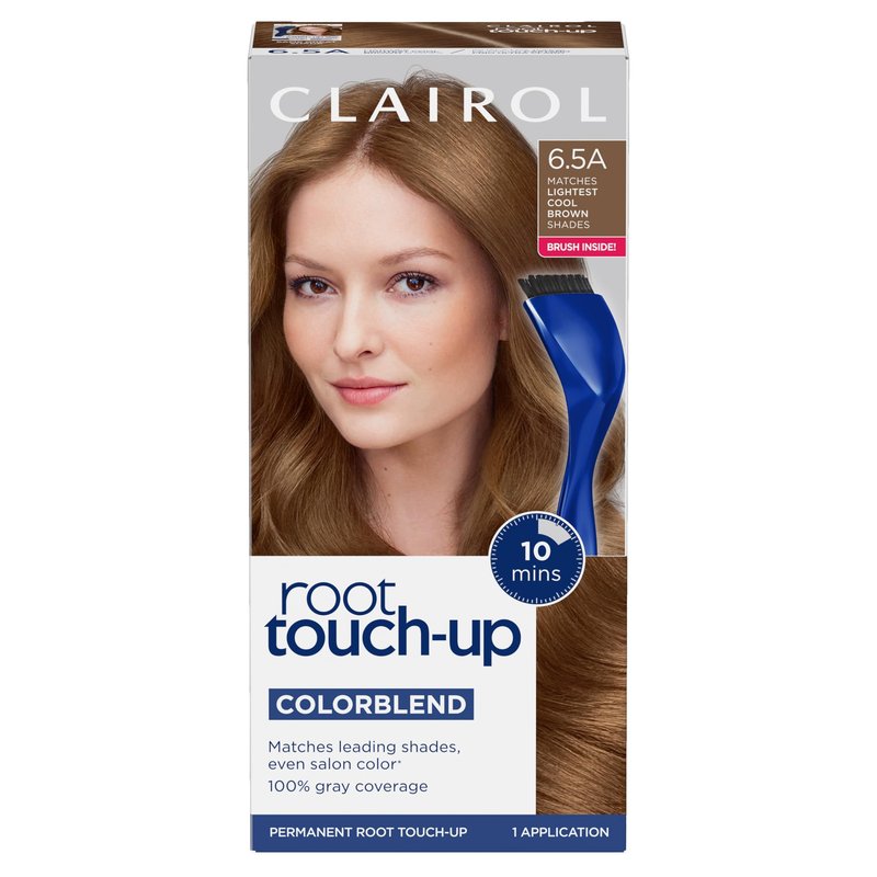 Clairol Root Touch-Up by Nice'n Easy Permanent Hair Dye, 6.5A Lightest Cool Brown Hair Color | 100% Gray Coverage | Easy Brush Application | Matches Professional Salon Shades | Pack of 1
