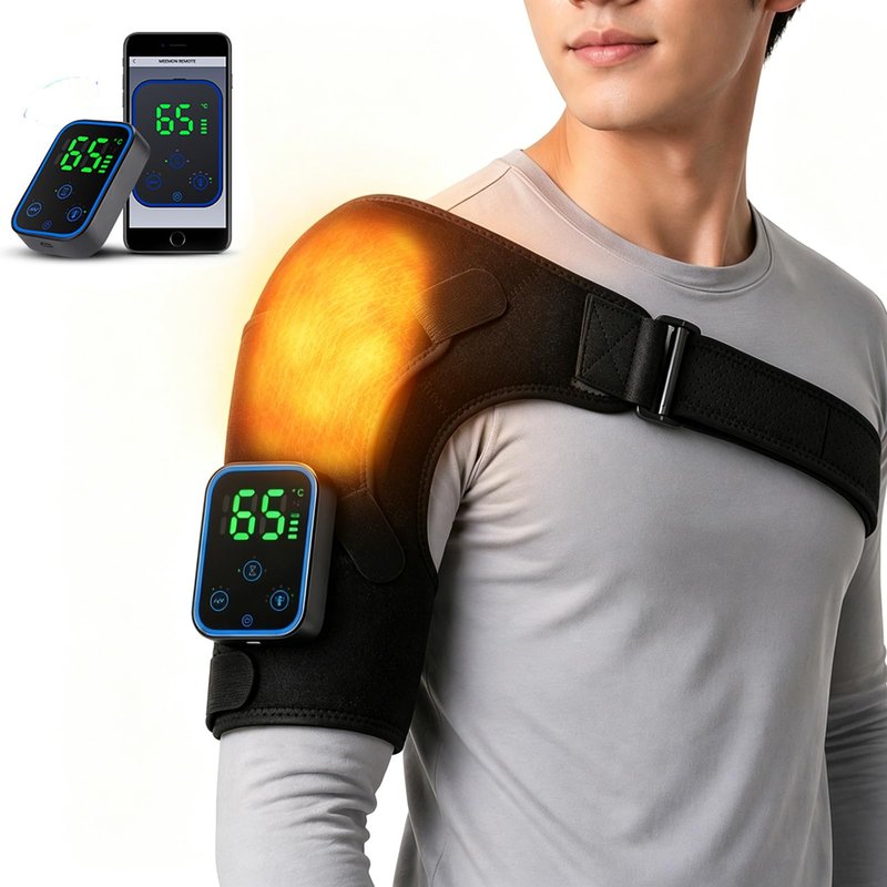 DDRIC Triple Method Shoulder Massager, Shoulder Massager with Heat and Compression, 7 Temperature Levels, 3 Vibration Intensities, Adjustable Wrap, Shoulder Pain Relief, Rotator Cuff (Black)