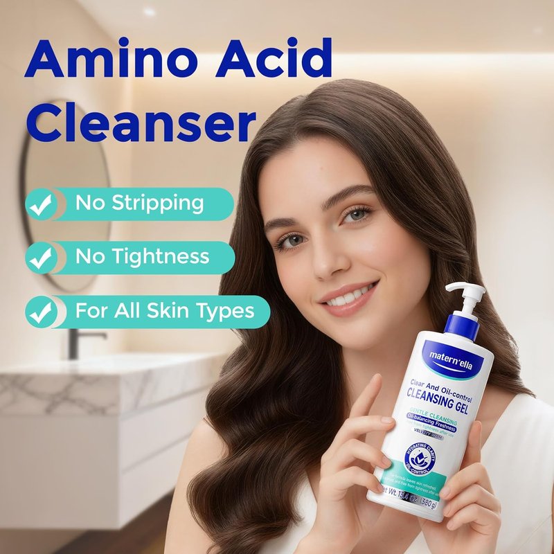 Cleansing Gel for Oily Skin - Mild Facial Cleanser with Plant Extracts | Hydrating Face Wash for Sensitive Skin - 13.4 Oz