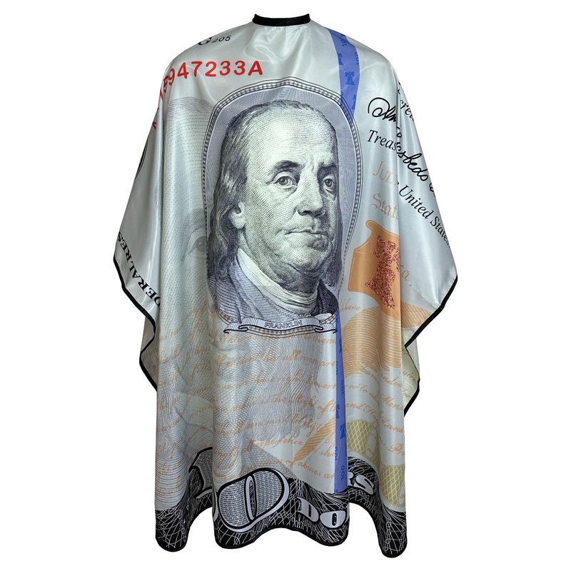 Barber Capes for Men, Hair Cutting Cape with Copper Snaps Closure, Salon Cape for Stylist, Waterproof Large Hairdressing Gown- 63”× 56”, Dollar Style