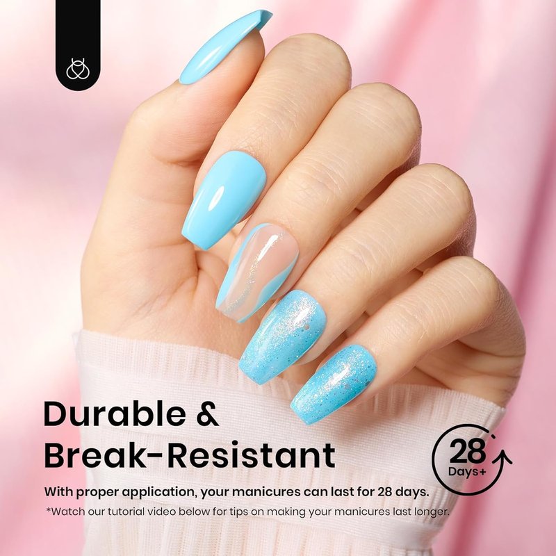 Beetles Gel Nail Tips Short Coffin Pre-Etched Nail Tips, 12 Sizes 288 Pcs Full Cover Soft Tips Half Matte False Nails Clear Acrylic Press on Nails Extension DIY Manicure Gifts for Women
