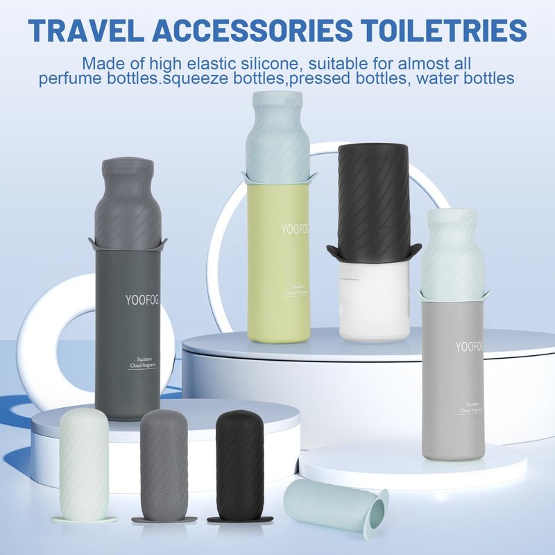 Mrsdry Bottle Covers for Travel, Leak Proofing, Travel Size Container Silicone toiletry sleeves, Leak Locks Travel Accessories for Shampoo Wash Body Bottles and other beauty and personal care(8pcs)