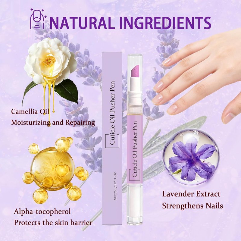 2PCS 2-in-1 Ceramic Cuticle Oil Pusher Pen - Moisturizing Nail Care for Dry & Damaged Nails | Strengthen & Brighten