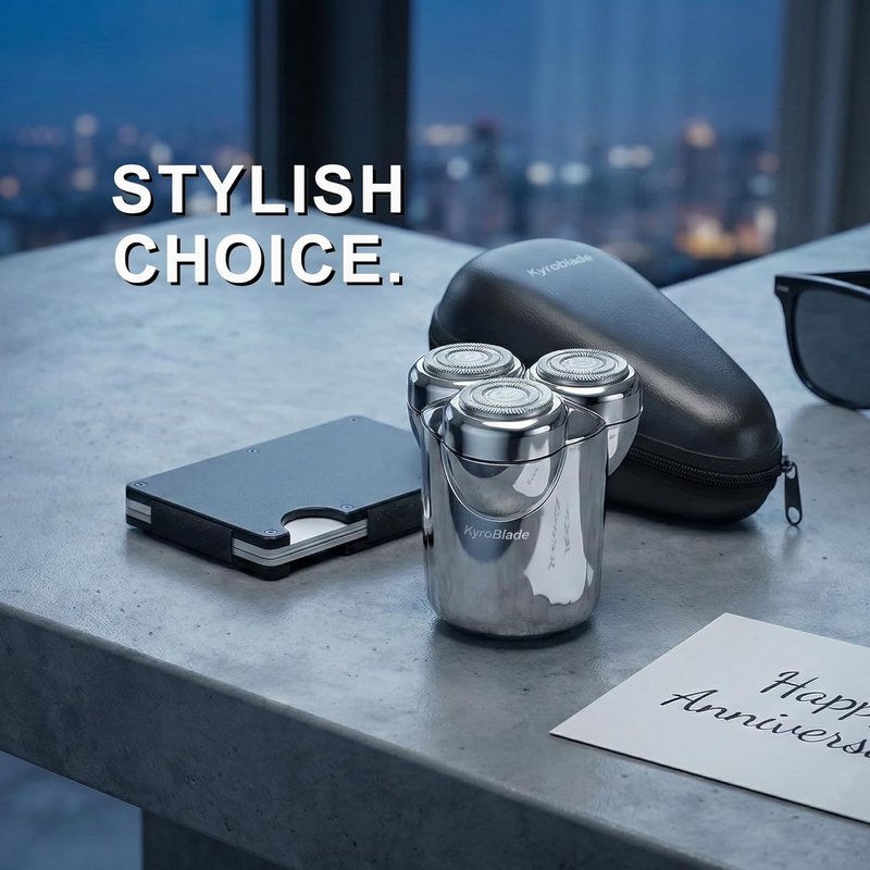 Mini Electric Shaver - Portable Travel Razor with Magnetic 3-Blade Head | IPX7 Waterproof, Quiet 6500 RPM Motor, USB Rechargeable, Silver