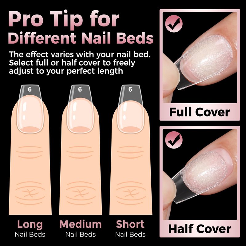 Luckyfairy Short Coffin Fake Nails, 240pcs Soft Gel Pre-Filed Acrylic Short Ballerina Nail Tips, Half Matte Full Cover Clear Press on Flase Nail Tips for Nail Extension Home DIY 12 Sizes Gelly Tips