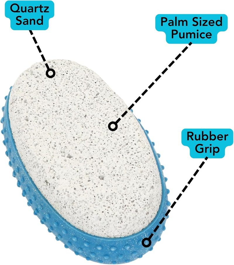 Pumice Exfoliating Stone Set - 6-Pack with Rubber Grip for Smooth Skin | Blue