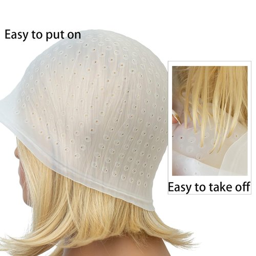 Professional Silicone Highlighting Cap Set with Hook - Reusable Pre-Punched Hair Color Tools for Salon Use