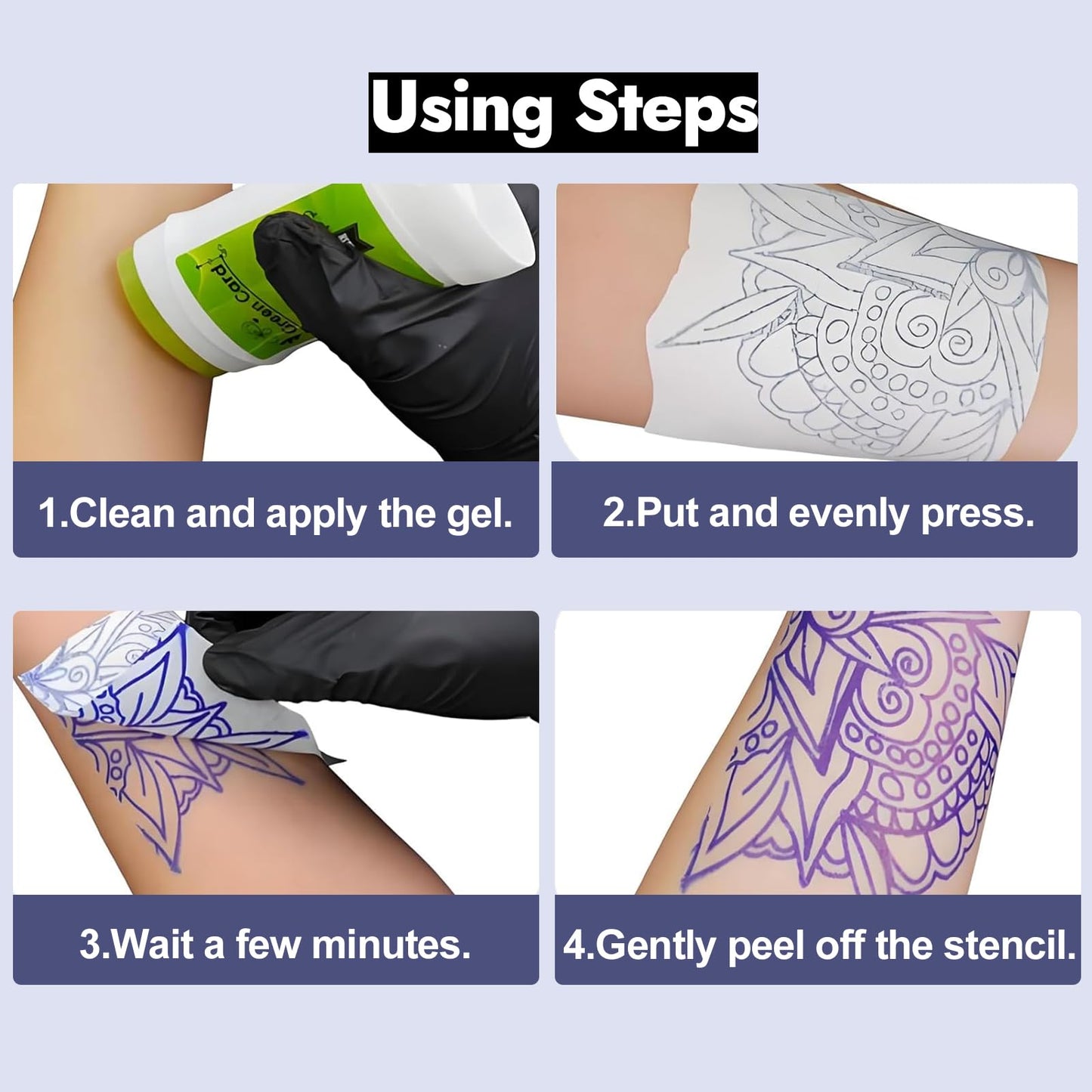 MIUXIA Tattoo Stencil Paper Transfer Gel Combo Kit - 100 Sheets A4 Stencil Paper + 2 Bottles Transfer Gel for Crisp, Long-Lasting Stencils, Safe & Easy to Use Perfect for Tattoo Artists & Beginners