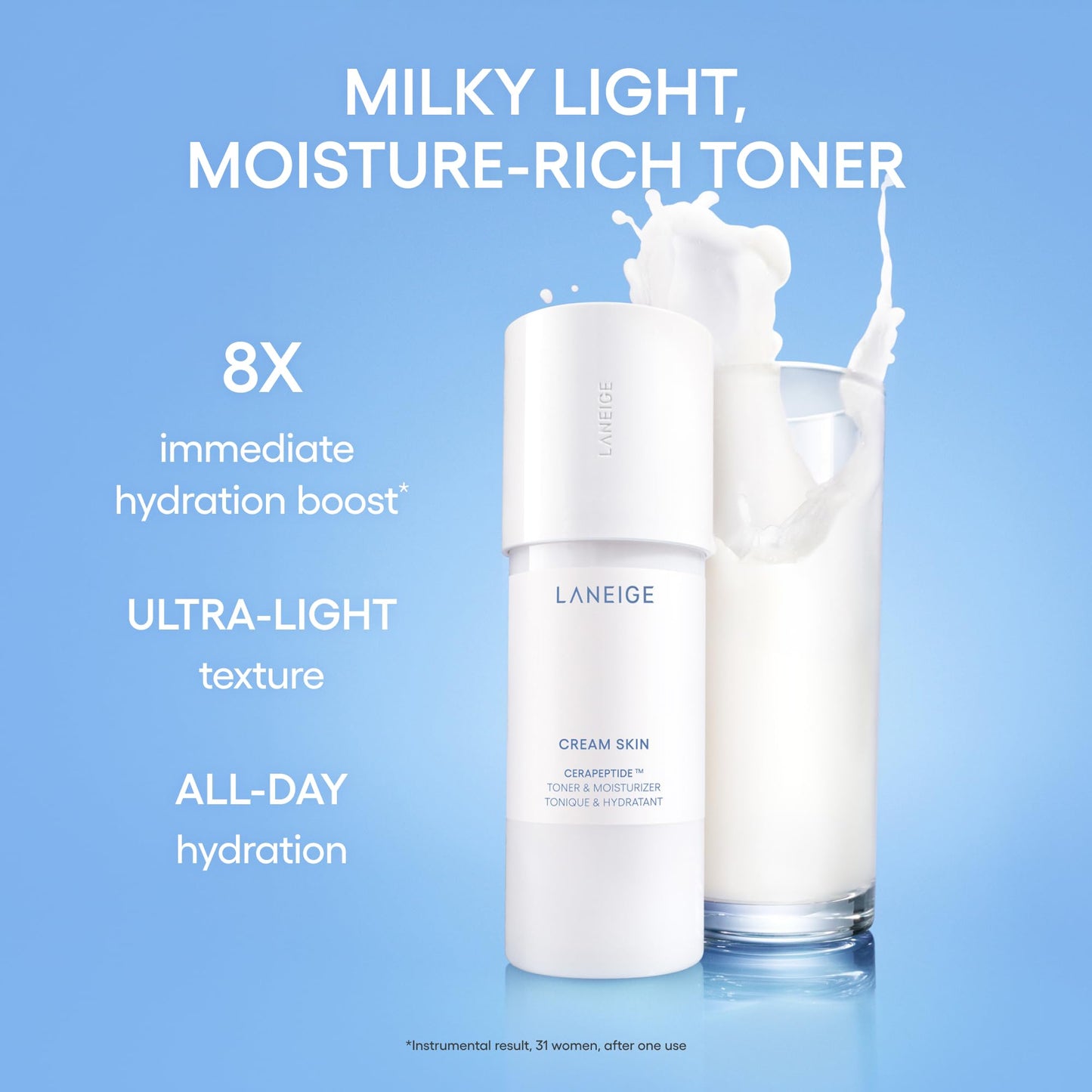 LANEIGE Daily Hydration Essential Set | Gentle Gel Cleanser, Cream Skin Mist, & Water Bank Blue Hyaluronic Cream Moisturizer