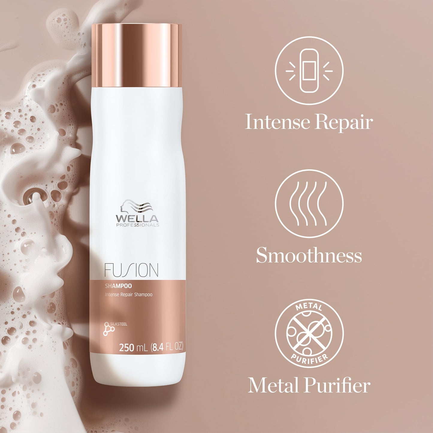 Wella Professionals Fusion Intense Repair Shampoo for Damaged Hair | Repairs, Strengthens & Protects Against Breakage for Smooth, Silky Hair | 33.8 Fl Oz