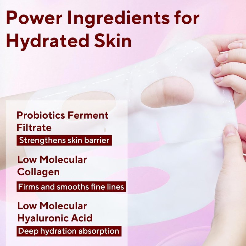 Collagen Face Mask - 4 Pack Bio-Collagen Deep Hydrating Overnight Masks for All Skin Types