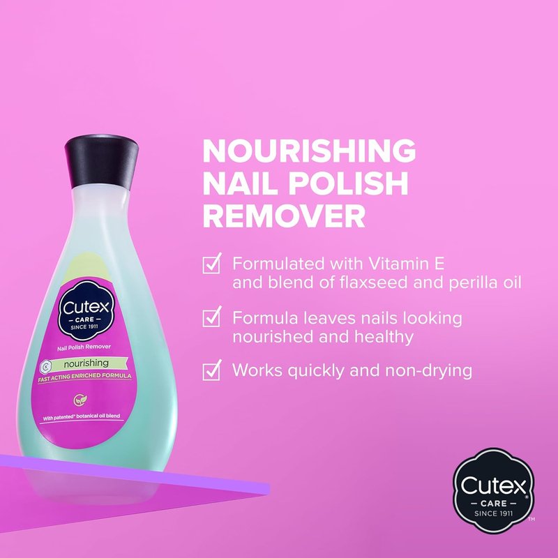 Cutex Nourishing Nail Polish Remover - Vitamin E Formula for Healthy Nails | 6.7 fl oz