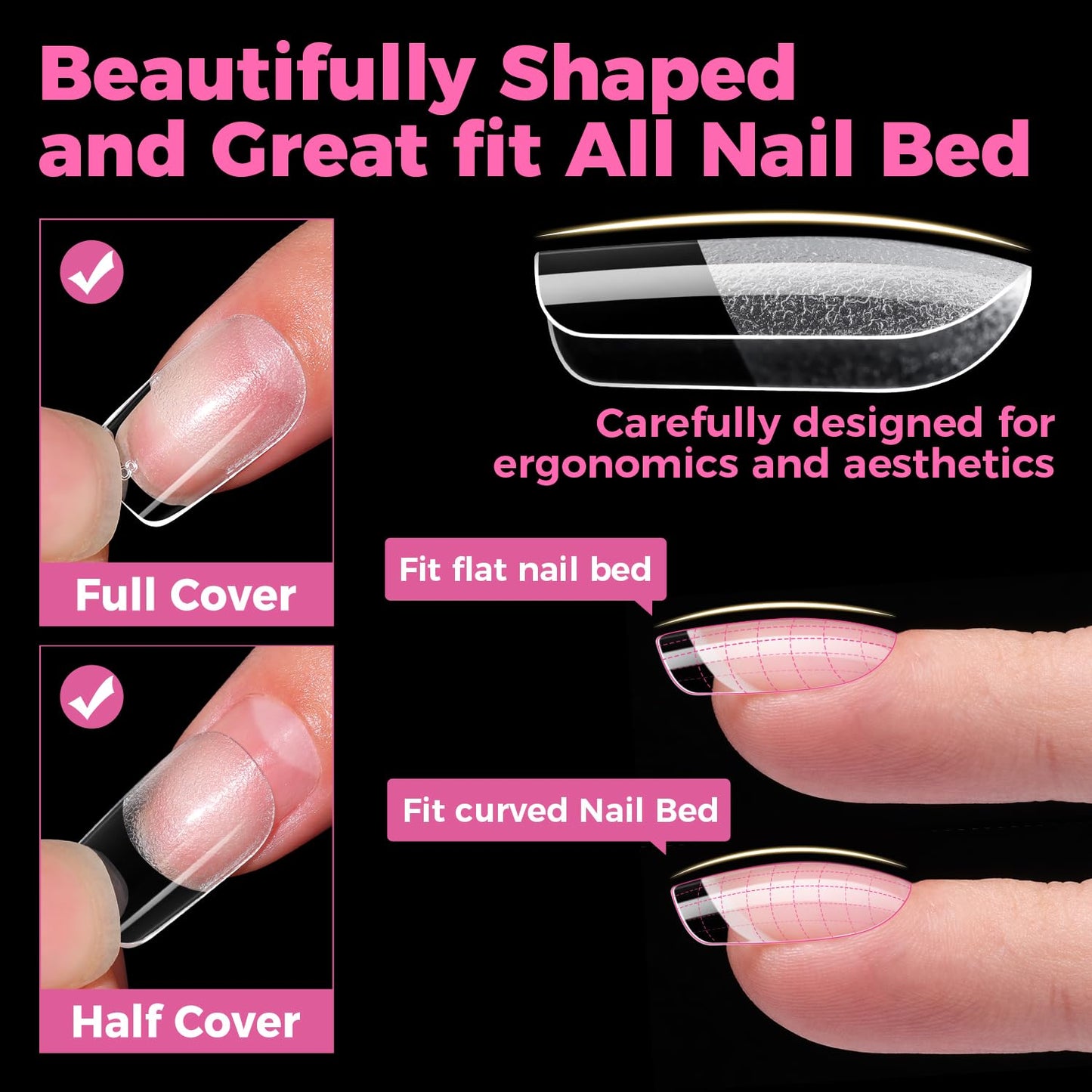 UNA GELLA Gel Nail Tips - Short Square Press-On Nails, 300pcs Full Cover for DIY Nail Extensions
