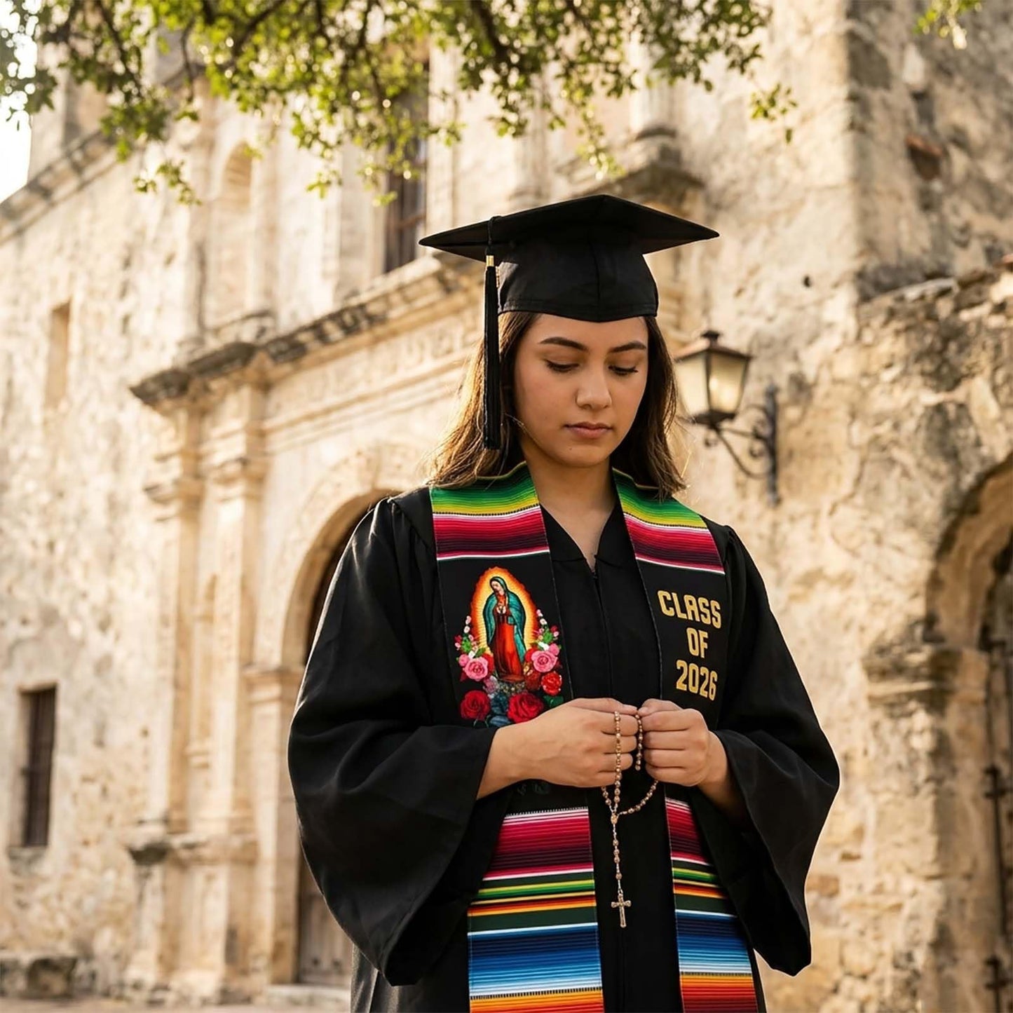YQIUSM Mexican Graduation Sash Graduation Stole Class Of 2026 Virgen de Guadalupe Stoles For Graduation 2026