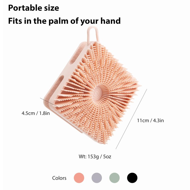 2 PC Silicone Exfoliating Body Scrubber, Silicone Body Shampoo Brush, Soft Silicone Loofah for Sensitive Skin, Shower Silicone Hair Scalp Massager, Easy to Clean, Lather Well(Black&Green)