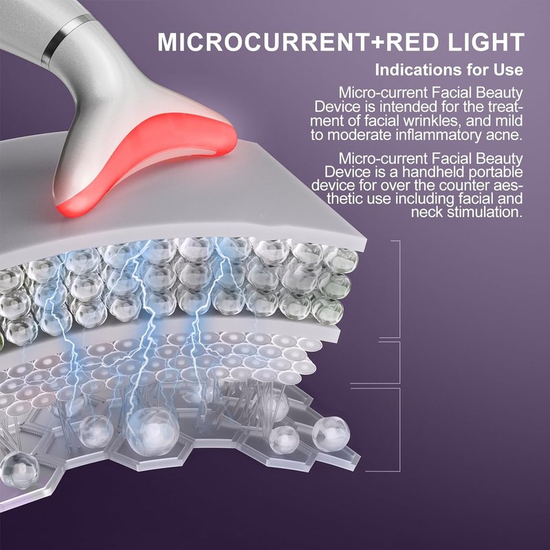 Red Light Therapy Face Massager - Multifunctional Micro-Current & LED Tool for Home Use | Rechargeable & Portable