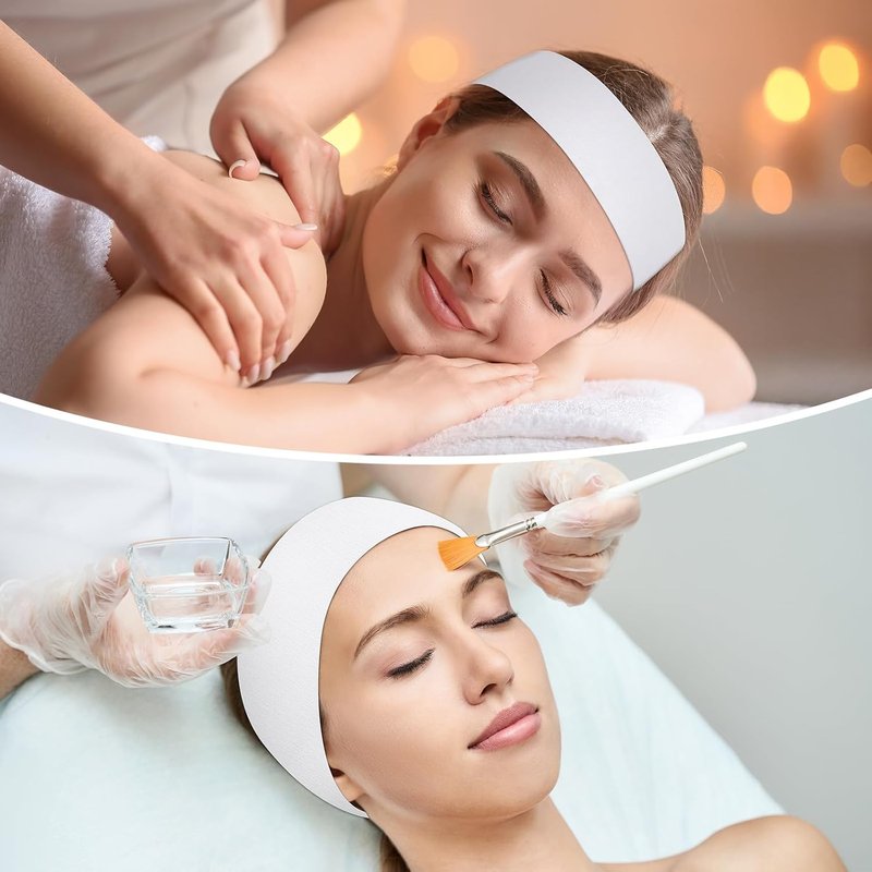 Skiennix 150 PCS Disposable Hairbands - Non-Woven Fabric Spa Headbands for Makeup & Travel