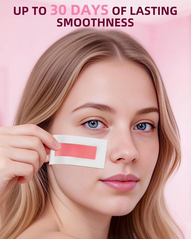 40 Facial Wax Strips for Women - Complete Waxing Kit with 4 Calming Oil Wipes | All Skin Types