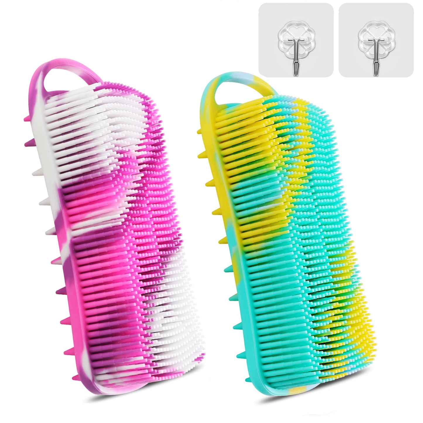 YEALIFE 2PCS Silicone Body Scrubber, Loofah for Women, Gentle Exfoliating Shower Cleaner Bath Brush, Rubber Body Wash Deep Cleaning & Exfoliator & Massage, Travel-Friendly for Bathroom