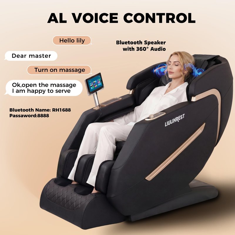 LIULINREST 2026 4D Massage Chair Full Body, Zero Gravity Massage Chair with SL-Track & Heating, Massage Shiatsu Recliner Chair with Smart Voice Control, Touchable Screen, Airbags, Foot Rollers (BLACK)