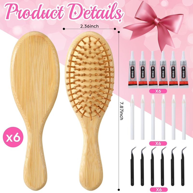 DIY Wooden Hairbrush Craft Kit - Make Your Own Custom Hair Brushes | 7.87" Oval, White, Perfect for Parties & Gifts