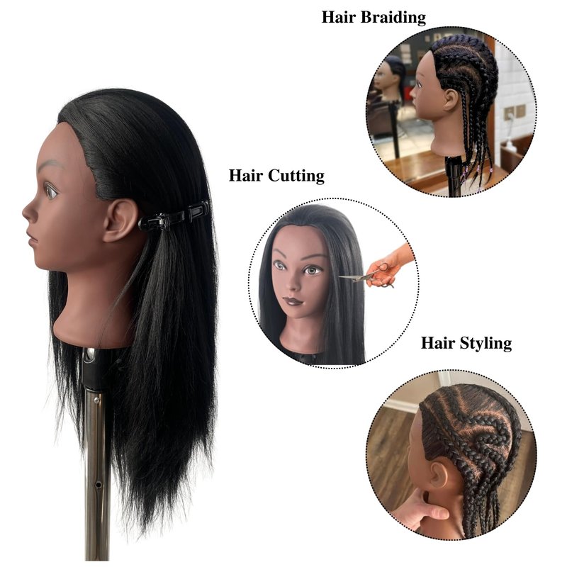 Mannequin Head with Hair for Braiding 16 Inch Practice Hair Mannequin Head for Hairstyling Traning Manikin Doll