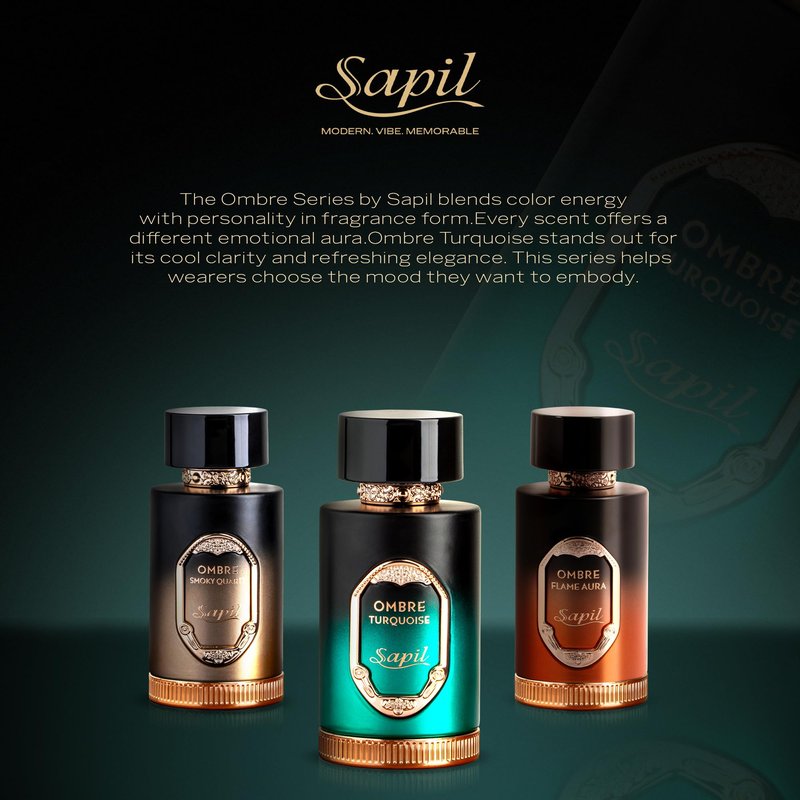 Sapil Ombre Turquoise Eau de Parfum – Long Lasting Unisex Woody Perfume | Cardamom, Leather & Amber Notes | Clean Elegant Signature Fragrance | 3.4 oz / 100ml