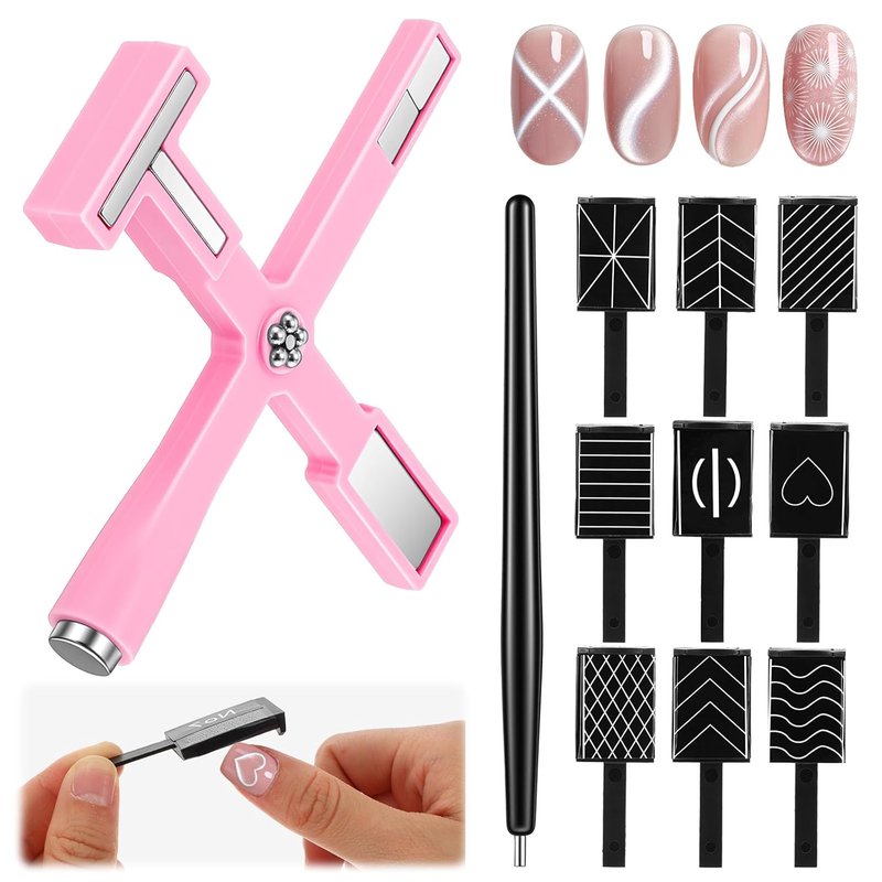 Skiennix 11 Pcs Cat Eye Magnet Tools Set - 5 In 1 Nail Art Design Kit for Stunning 3D Effects