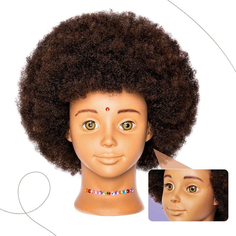 Skiennix Mannequin Head - Authentic Human Hair for Girls' Hair Styling Practice | Includes Clamp Holder