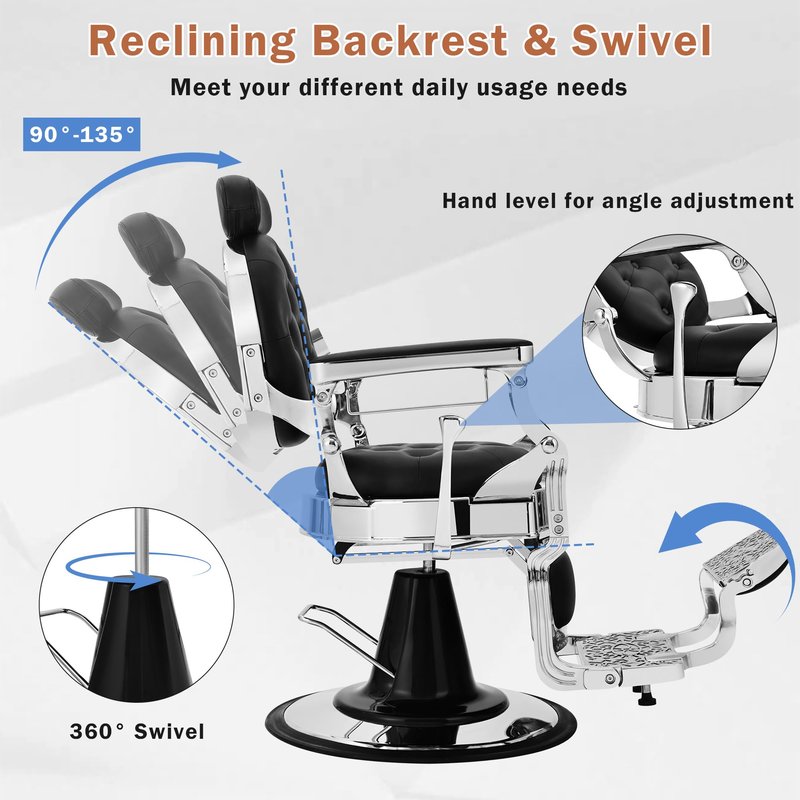 ROWIEP Barber Chair Salon Chairs for Hair Stylist, Heavy Duty Hydraulic Barber Chairs for Barbershop Home,360° Swivel Reclining Hairdresser Chair for Beauty Salon Spa Shampoo Styling