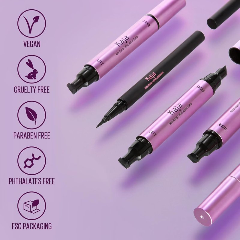 Kaja Winged Eyeliner Set - Smudge-Proof, Waterproof Pencil for Cat Eye Look | Long Lasting with Avocado Extract