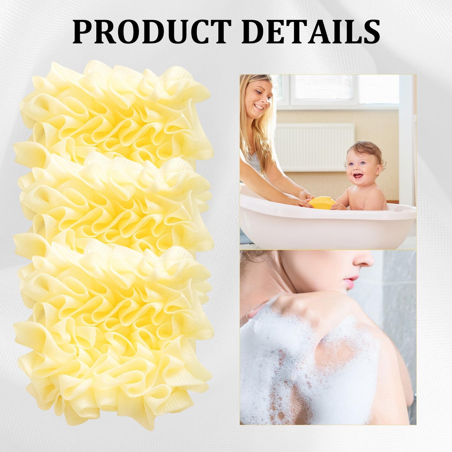 3 Pack Bar Soap Loofah, Soap Bar Loofah Pouch for Gentle Exfoliation, Washable Loofahs with Bar Soap Holder, Ideal Suitable for Daily Shower and Travel （Yellow）