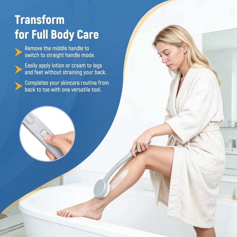 Chonario Lotion Applicator for Back, Self Sunscreen, Tanning, Cream Back Applicator Tool with 2 in 1 U-Shaped Curved Long Handle for Elderly, Women, Men