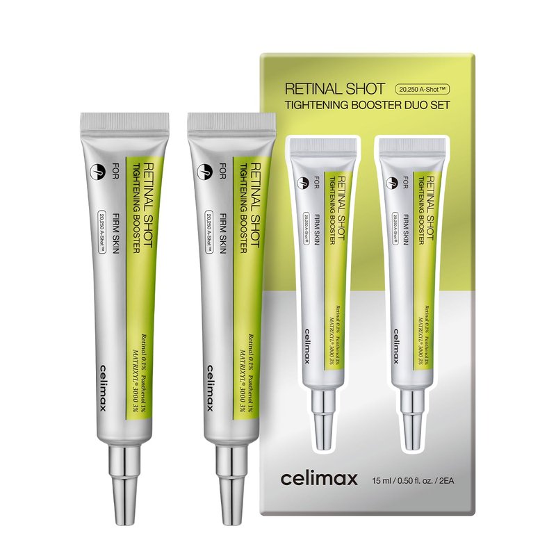 celimax The Vita A Retinal Shot Tightening Booster (Duo Set 15mlx2) | 0.1% Retinal, 3% Matryxyl, High-Strength Retinoid for Anti-Aging, Pore Minimizer, Wrinkles & Fine Lines, Firmer Skin, Gift Set