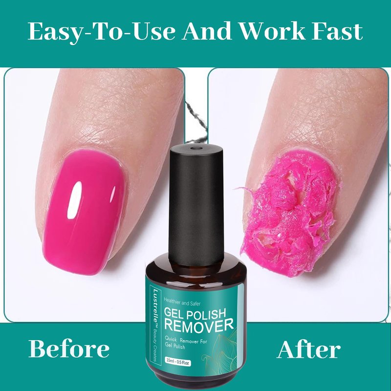 Lustrelle Gel Nail Polish Remover - Gel Polish Remover Professional 2-5 Minute, No Need Foil Soaking or Wrapping, Easily and quickly Nail Salon at Home