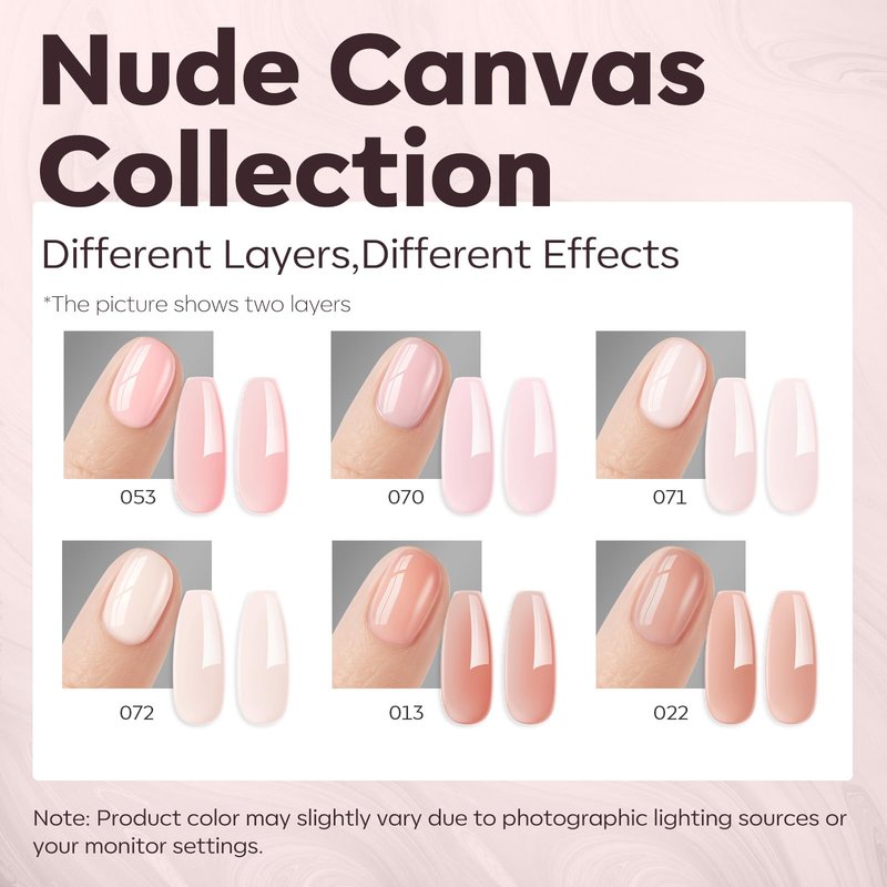 modelones Gel Polish Builder Nail Set, Base Colors Nude Hard Strengthener Rubber Gel Polish 8-in-One Extension LED Nail Lamp Cured 6 Colors