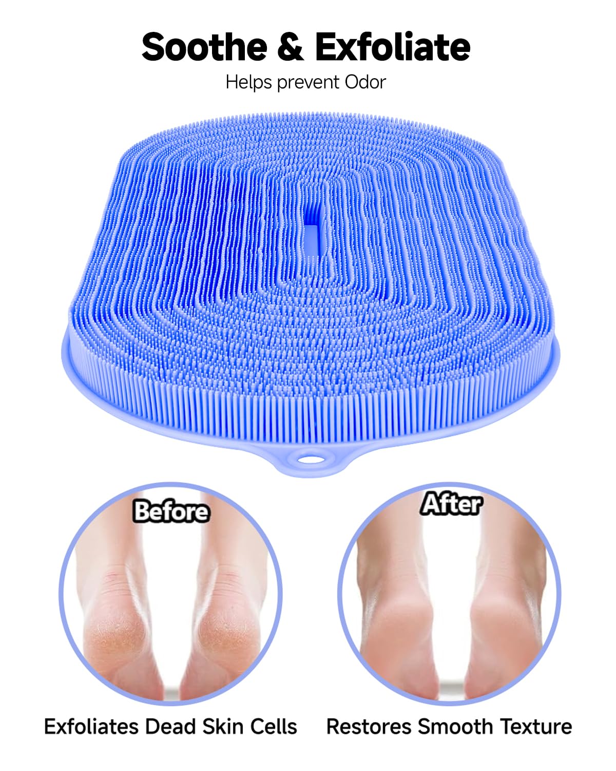 VIWU Extra Large Shower Foot Scrubber Mat, Silicone Foot Cleaner Brush – Exfoliate, Clean & Massage Feet Without Bending, 68 Non-Slip Suction Cups, Improve Foot Circulation & Appearance, 21.3 x 14 in