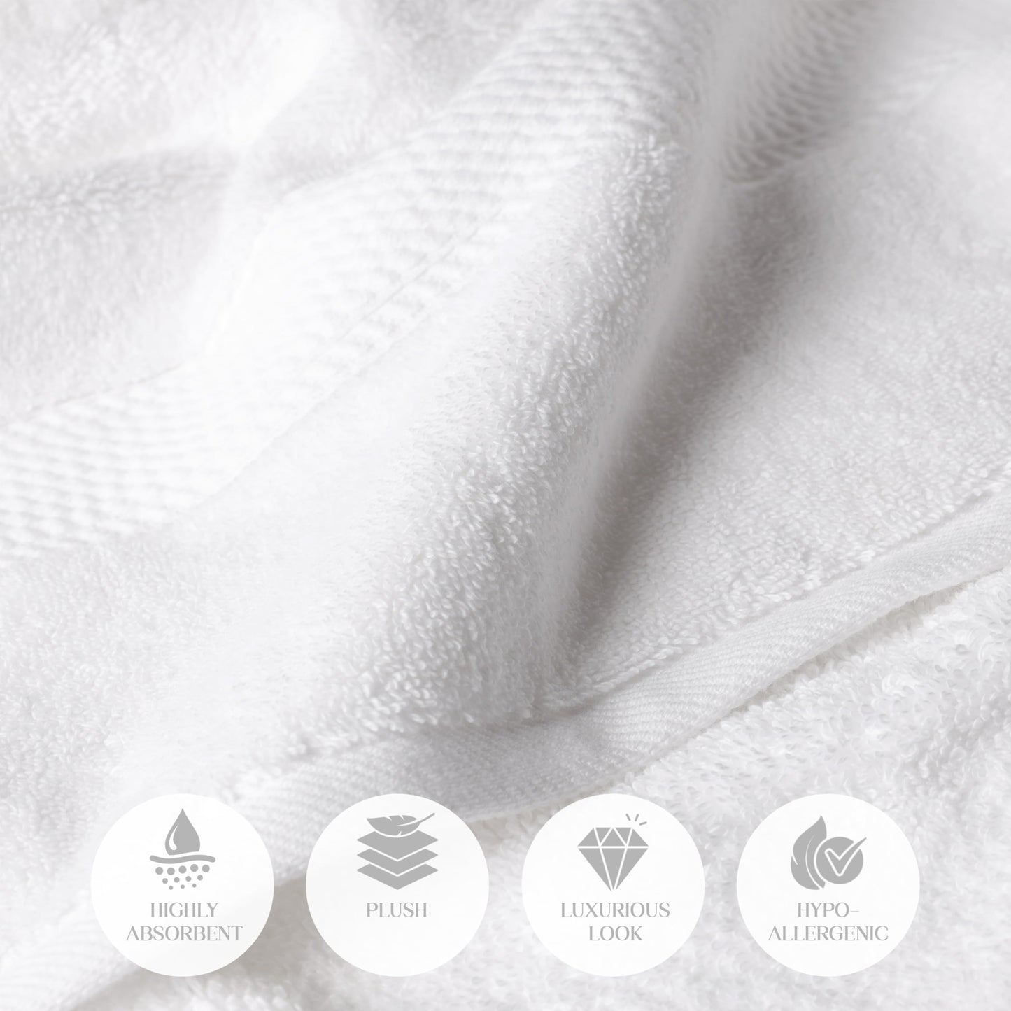 SUPERIOR Egyptian Cotton Ultra Plush & Absorbent, 6 Piece Set, White